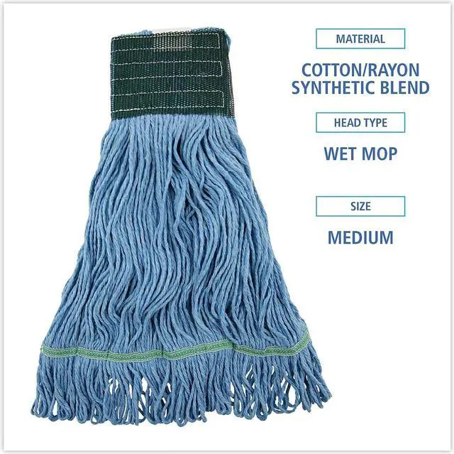 Alt view image 14 of 19 - Boardwalk 400MBC Looped-End Mop Kit, Medium, 60 Inch Metal/Polypropylene Handle, Blue/Yellow