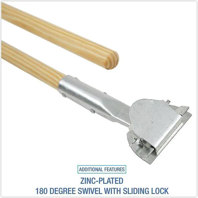 Alt view image 10 of 14 - Boardwalk Clip-On Dust Mop Handle Lacquered Wood Swivel Head 1" Dia. x 60in Long 1490