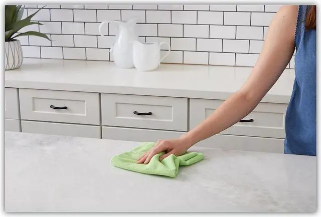 Alt view image 4 of 5 - Boardwalk Microfiber Cleaning Cloths 16 x 16 Green 24/Pack 2164037