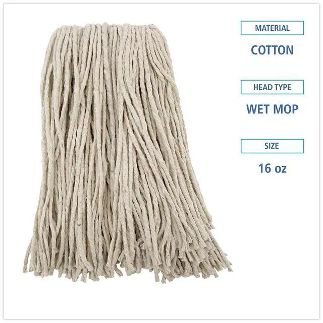 Alt view image 9 of 12 - Boardwalk Premium Cut-End Wet Mop Heads Cotton 16oz White 12/Carton 216CCT