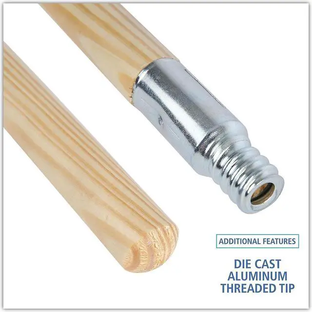 Alt view image 8 of 8 - Boardwalk Metal Tip Threaded Hardwood Broom Handle 1" Dia x 60" Long 136