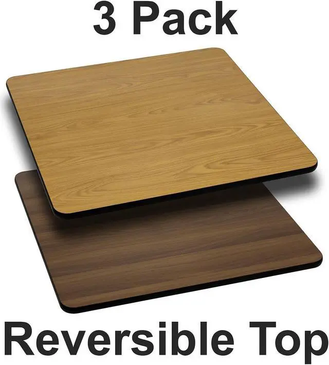 Alt view image 3 of 5 - FLASH FURNITURE 3-XU-WNT-2424-GG Square Reversible Top,Natural/Walnut,24"