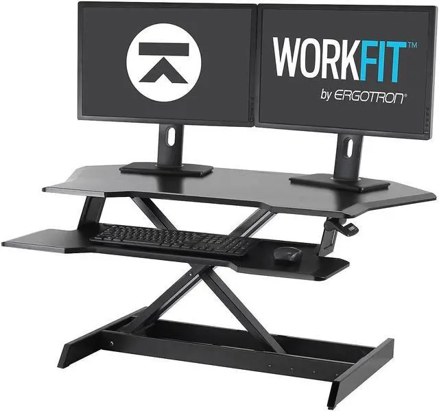 Alt view image 4 of 20 - Ergotron WorkFit-TX Standing Desk Converter, Sit-Stand Desk Workstation - Height-Adjustable Keyboard (33-467-921)