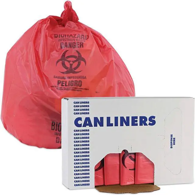 Alt view image 7 of 8 - Boardwalk Linear Low Density Health Care Trash Can Liners 16 gal 1.3 mil 24 x 32 Red 250/Carton IW2432R