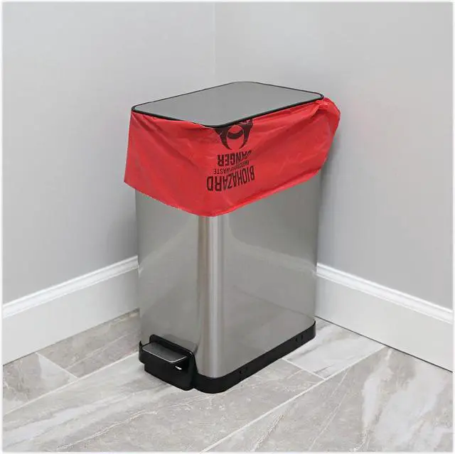 Alt view image 6 of 8 - Boardwalk Linear Low Density Health Care Trash Can Liners 16 gal 1.3 mil 24 x 32 Red 250/Carton IW2432R