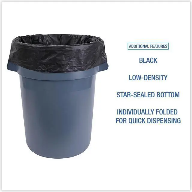 Alt view image 4 of 8 - Boardwalk Linear Low Density Industrial Can Liners 30 gal 0.65 mil 30 x 36 Black 200/Carton L3036H