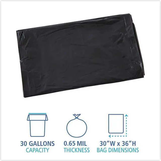 Alt view image 3 of 8 - Boardwalk Linear Low Density Industrial Can Liners 30 gal 0.65 mil 30 x 36 Black 200/Carton L3036H