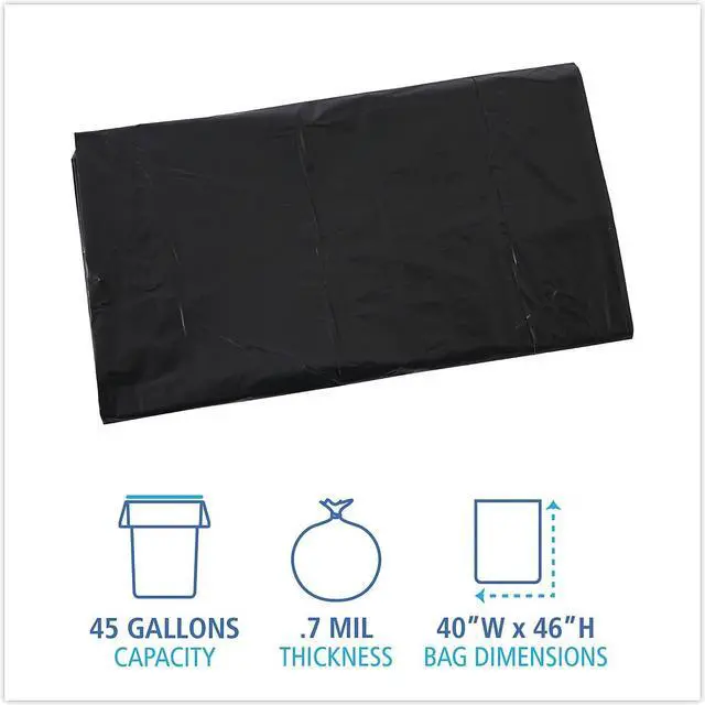 Alt view image 3 of 8 - Boardwalk Linear Low Density Industrial Can Liners 45 gal 0.7 mil 40 x 46 Black 100/Carton L4046H