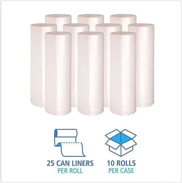 Alt view image 11 of 15 - Boardwalk High Density Coreless Rolls 45 gal Natural 250 Bags BWKRH4048S