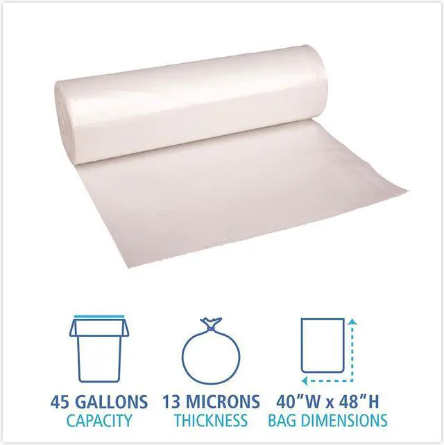 Alt view image 3 of 8 - Boardwalk High Density Industrial Can Liners Coreless Rolls 45 gal 13 microns 40 x 48 Natural 10 Rolls of 25 Bags RH4048H
