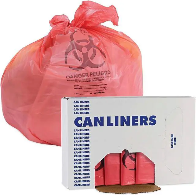 Alt view image 7 of 8 - Boardwalk Linear Low Density Health Care Trash Can Liners 33 gal 1.3 mil 33 x 39 Red 150/Carton IW3339R