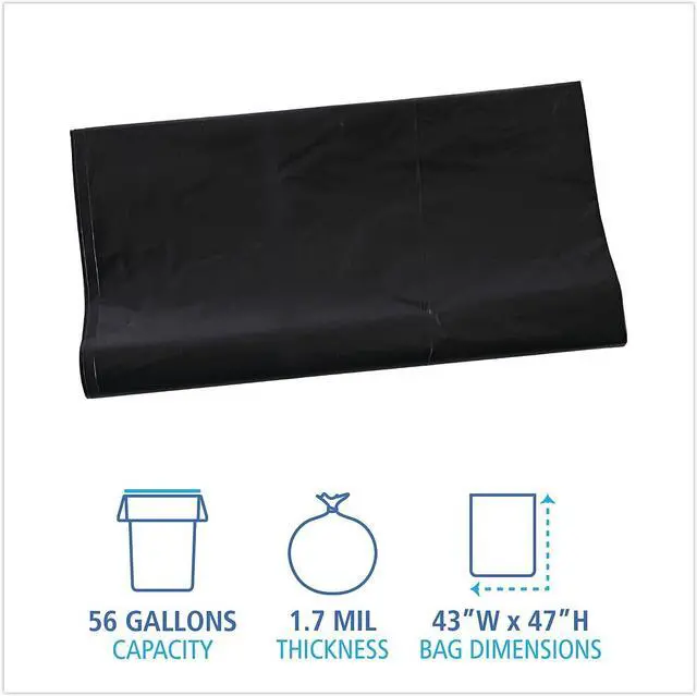 Alt view image 3 of 8 - Boardwalk Linear Low Density Industrial Can Liners 56 gal 1.7 mil 43 x 47 Black 100/Carton G4347HBL