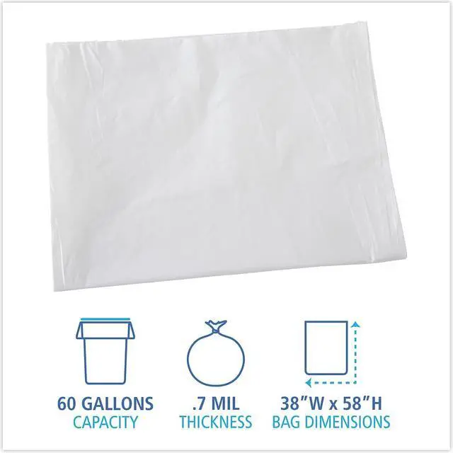Alt view image 10 of 15 - Boardwalk Linear Low Density Liners 60 gal 0.7 mil White 100/Carton BWKVW3858X