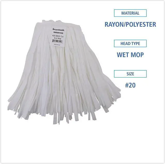 Alt view image 7 of 12 - Boardwalk Nonwoven Cut End Edge Mop Rayon/Polyester #20 White 12/Carton BW2020