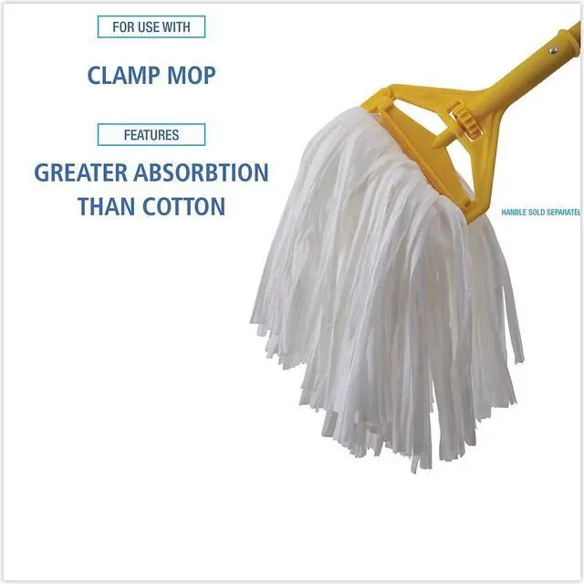 Alt view image 8 of 12 - Boardwalk Nonwoven Cut End Edge Mop Rayon/Polyester #20 White 12/Carton BW2020