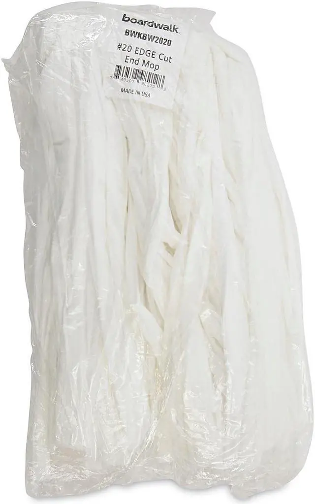 Alt view image 12 of 12 - Boardwalk Nonwoven Cut End Edge Mop Rayon/Polyester #20 White 12/Carton BW2020