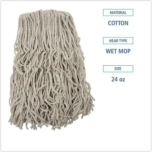 Alt view image 10 of 15 - Boardwalk CM20024 Banded Cotton Mop Heads, 24Oz, White, 12/Carton
