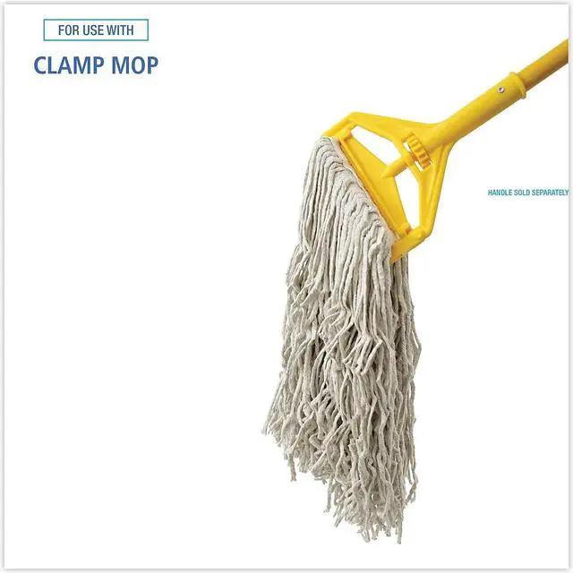 Alt view image 11 of 15 - Boardwalk CM20024 Banded Cotton Mop Heads, 24Oz, White, 12/Carton