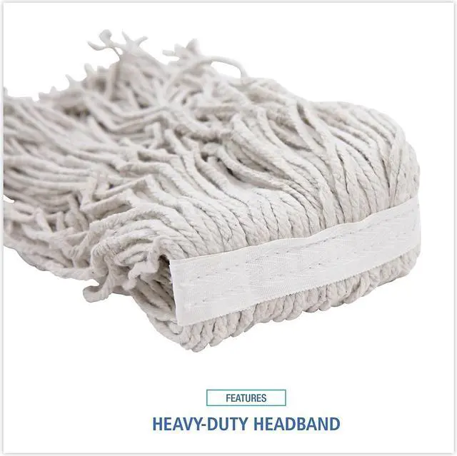 Alt view image 14 of 15 - Boardwalk CM20024 Banded Cotton Mop Heads, 24Oz, White, 12/Carton