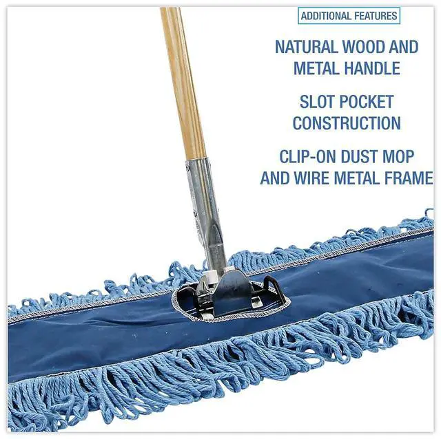 Alt view image 12 of 16 - Boardwalk Looped-End Dust Mop Kit 36 x 5 60" Metal/Wood Handle Blue/Natural