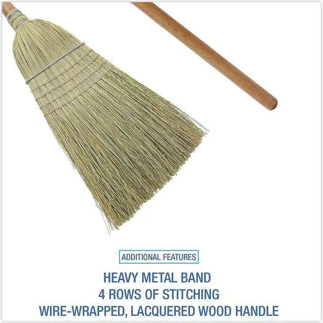Alt view image 6 of 9 - Boardwalk BR10001 100% Corn Warehouse Brooms, 60 Inch , Black/Natural, 6/Carton