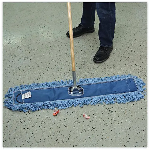 Alt view image 14 of 16 - Boardwalk Looped-End Dust Mop Kit 36 x 5 60" Metal/Wood Handle Blue/Natural