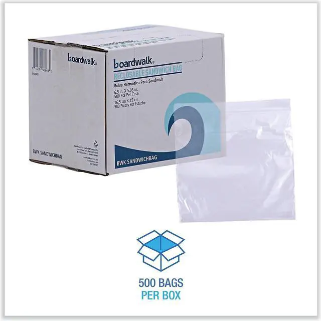 Alt view image 11 of 15 - Boardwalk Reclosable Food Storage Bags Sandwich Bags 7 x 8 500/Box SANDWICHBAG