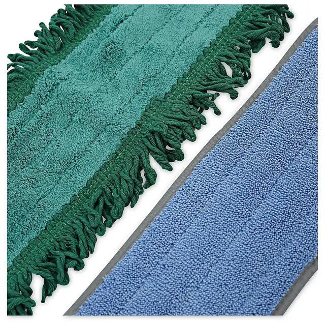 Alt view image 7 of 9 - Boardwalk Microfiber Cleaning Kit 18" Wide Blue/Green Head 35" to 60" BWKMFKIT