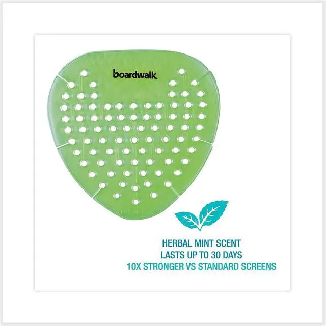 Alt view image 10 of 12 - Boardwalk Gem Urinal Screen Lasts 30 Days Green Herbal Mint Fragrance 12/Box