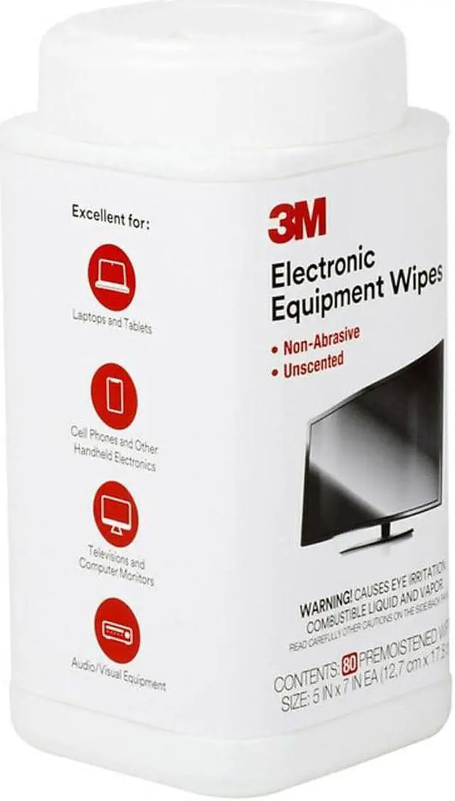 Alt view image 12 of 13 - 3M Electronic Equipment Cleaning Wipes 5 1/2 x 6 3/4 White 80/Canister CL610
