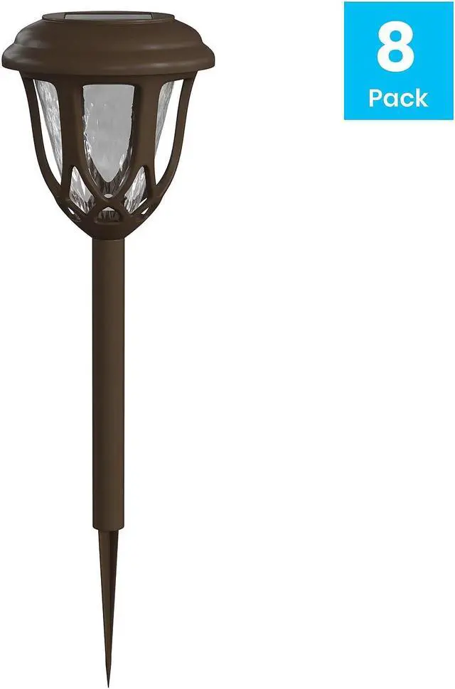Alt view image 3 of 13 - 8 Pack Brown Tulip Design LED Solar Lights Weather Resistant Outdoor Solar Powered Lights for Pathway, Garden, & Yard