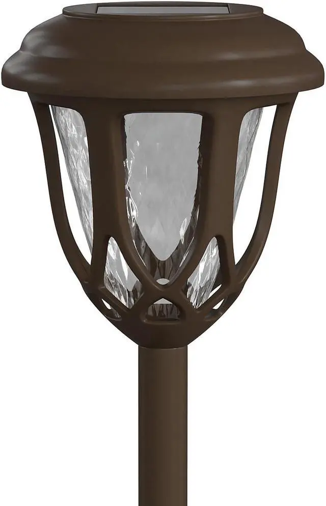 Alt view image 7 of 13 - 8 Pack Brown Tulip Design LED Solar Lights Weather Resistant Outdoor Solar Powered Lights for Pathway, Garden, & Yard