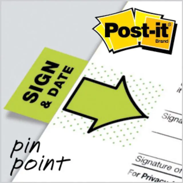 Alt view image 13 of 17 - Post-it Arrow Message 1" Page Flags "Sign and Date" Green 2 50-Flag Dispensers