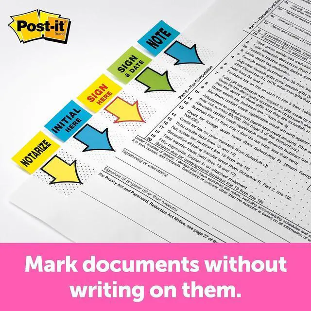 Alt view image 19 of 20 - 3M 680SH2 Message Flags Sign Here Yellow Two 50-Flag Dispensers per Pack