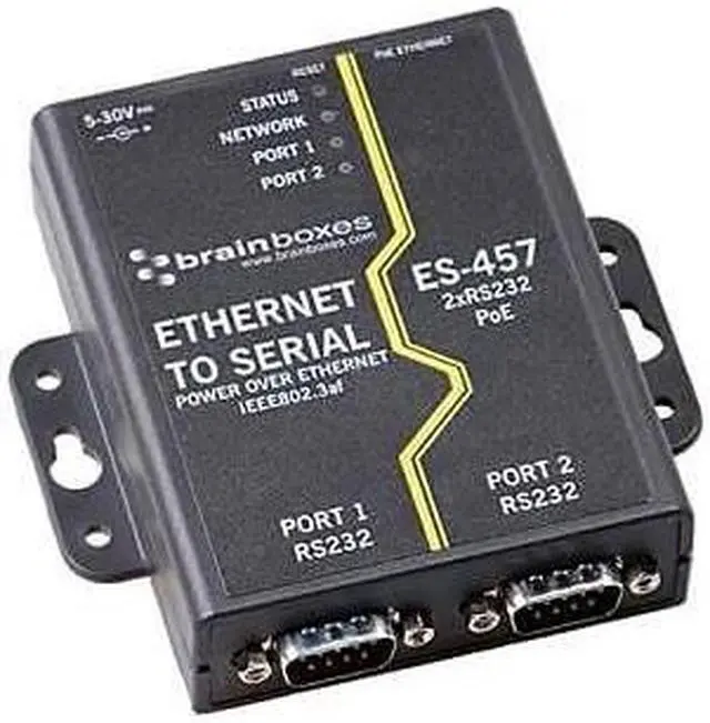 Alt view image 13 of 17 - Brainboxes ES-457 2 Port RS232 PoE Ethernet to Serial Adapter