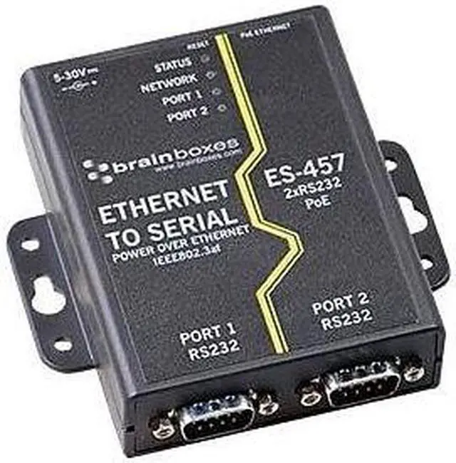 Alt view image 14 of 17 - Brainboxes ES-457 2 Port RS232 PoE Ethernet to Serial Adapter
