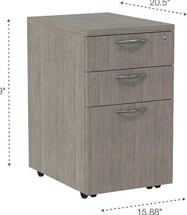 Alt view image 5 of 7 - Alera Valencia Mobile Pedestal File Drawer Legal/Letter 15.88" x 20.5" x 28.39" Gray VA572816GY