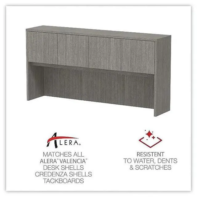 Alt view image 7 of 8 - Alera ALEVA287215GY Hutch with Doors, 70.63" w x 15.00" d x 35.38" h, Gray