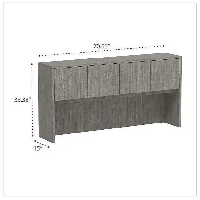 Alt view image 5 of 8 - Alera ALEVA287215GY Hutch with Doors, 70.63" w x 15.00" d x 35.38" h, Gray