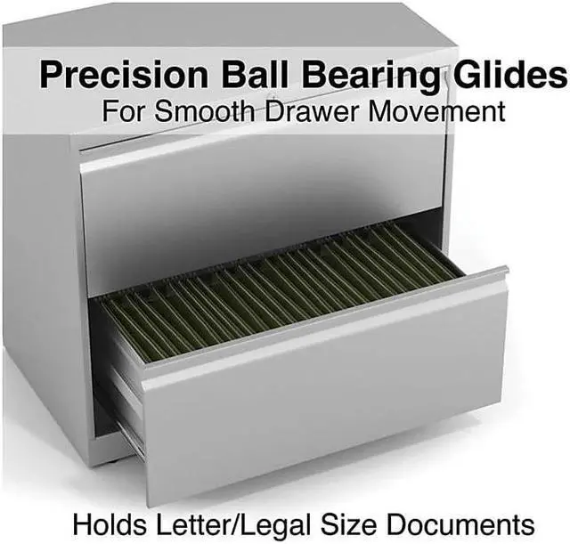 Alt view image 5 of 7 - Alera 2-Drawer Mobile Lateral File Cabinet Letter/Legal Size Lockable 29"H x 30"W x 19.25"D Light Gray (ALEHLF3029LG)