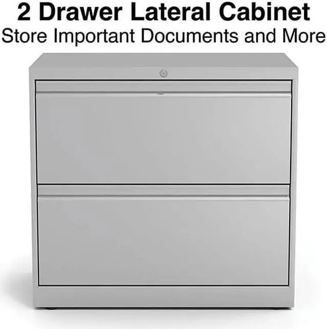 Alt view image 6 of 7 - Alera 2-Drawer Mobile Lateral File Cabinet Letter/Legal Size Lockable 29"H x 30"W x 19.25"D Light Gray (ALEHLF3029LG)