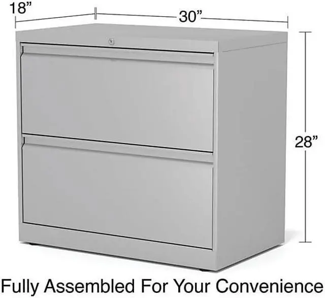 Alt view image 4 of 7 - Alera 2-Drawer Mobile Lateral File Cabinet Letter/Legal Size Lockable 29"H x 30"W x 19.25"D Light Gray (ALEHLF3029LG)