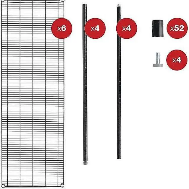 Alt view image 13 of 19 - Alera - 6TCOM4818BA - Commercial Wire Shelving, Six-Shelf, 48w x 18d x 72h, Black Anthracite