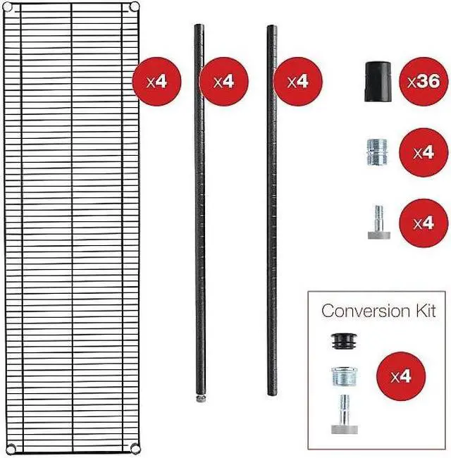 Alt view image 15 of 15 - Alera - 6TCOM1848SR - Commercial Wire Shelving, Six-Shelf, 48w x 18d x 72h, Silver