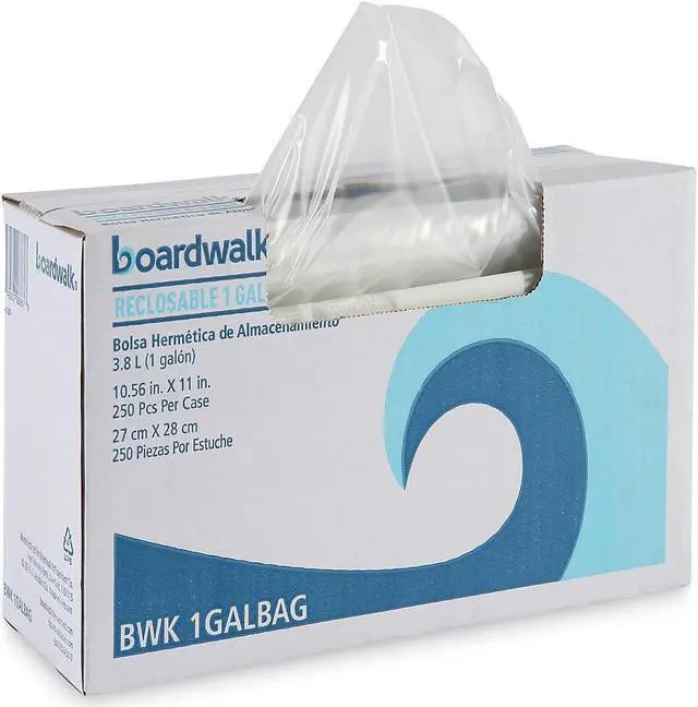 Alt view image 8 of 12 - Boardwalk Reclosable Food Storage Bags 1 Gal Clear LDPE 10.56 x 11 250/Box