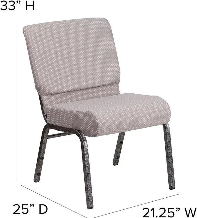 Alt view image 12 of 20 - Flash Furniture Hercules Series 21'' Wide Gray Dot Fabric Stacking Church Chair with 4'' Thick Seat - Silver Vein Frame