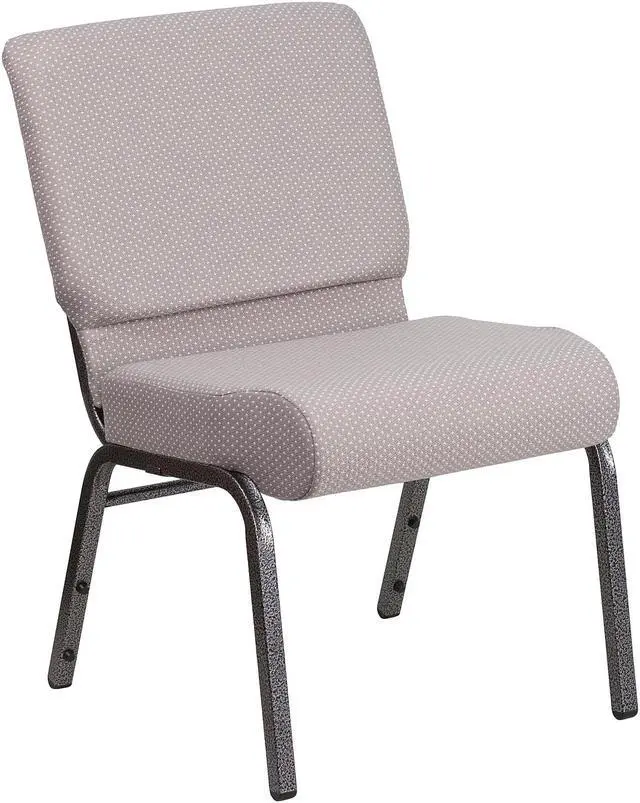 Alt view image 8 of 20 - Flash Furniture Hercules Series 21'' Wide Gray Dot Fabric Stacking Church Chair with 4'' Thick Seat - Silver Vein Frame