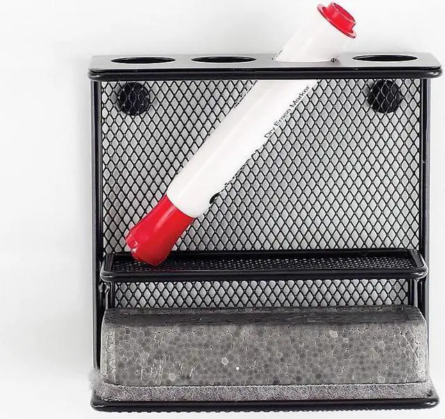 Alt view image 6 of 8 - Safco 3611BL Onyx Steel Mesh Marker Holder with Shelf, Black