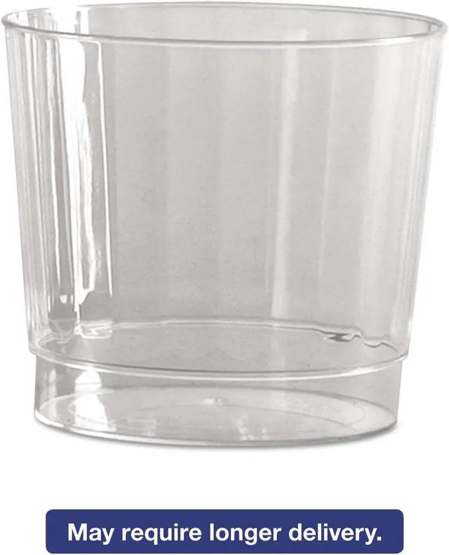 Alt view image 4 of 6 - WNA Classic Crystal Plastic Rocks Tumblers 9 oz. Clear Fluted Squat 12/Pack CCR9240