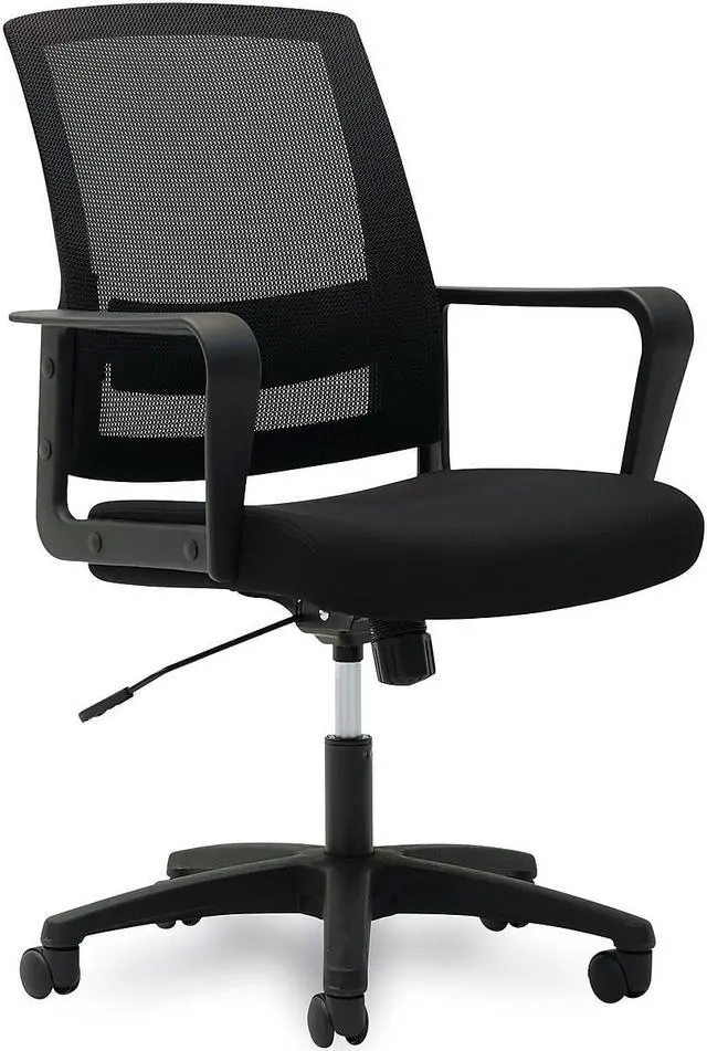 Alt view image 12 of 12 - OIF - OIFMS4217 - Mesh Mid-Back Chair, Fixed Loop Arms, Black